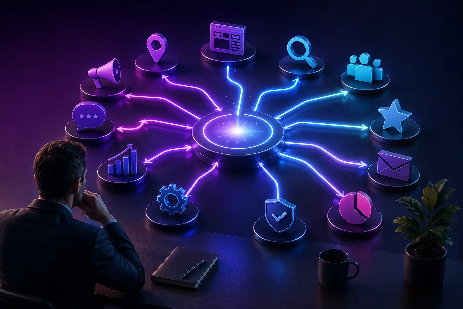 Strategic business decisions and interconnected Digital Presence signals organized into a clearer path.