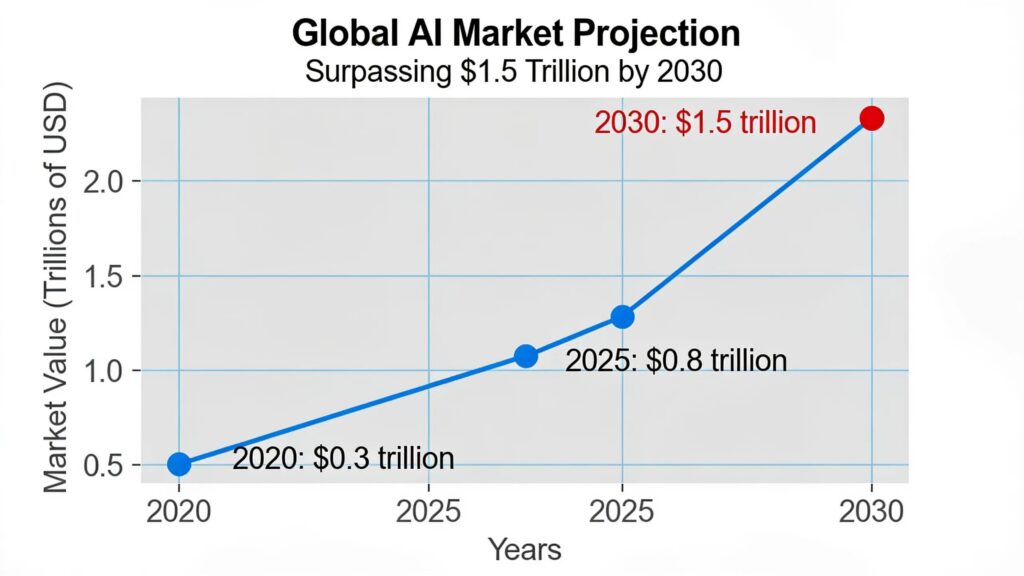 The global AI market is projected to surpass $1.5 trillion in value by 2030, reflecting