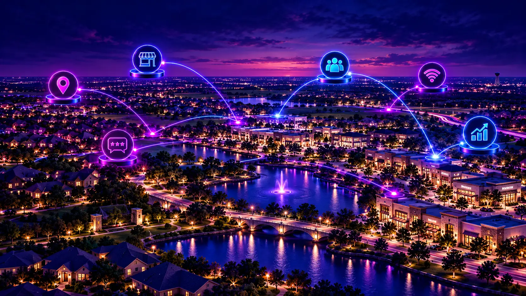 Fulshear, Texas community connected by a Digital Presence network across the growing local market