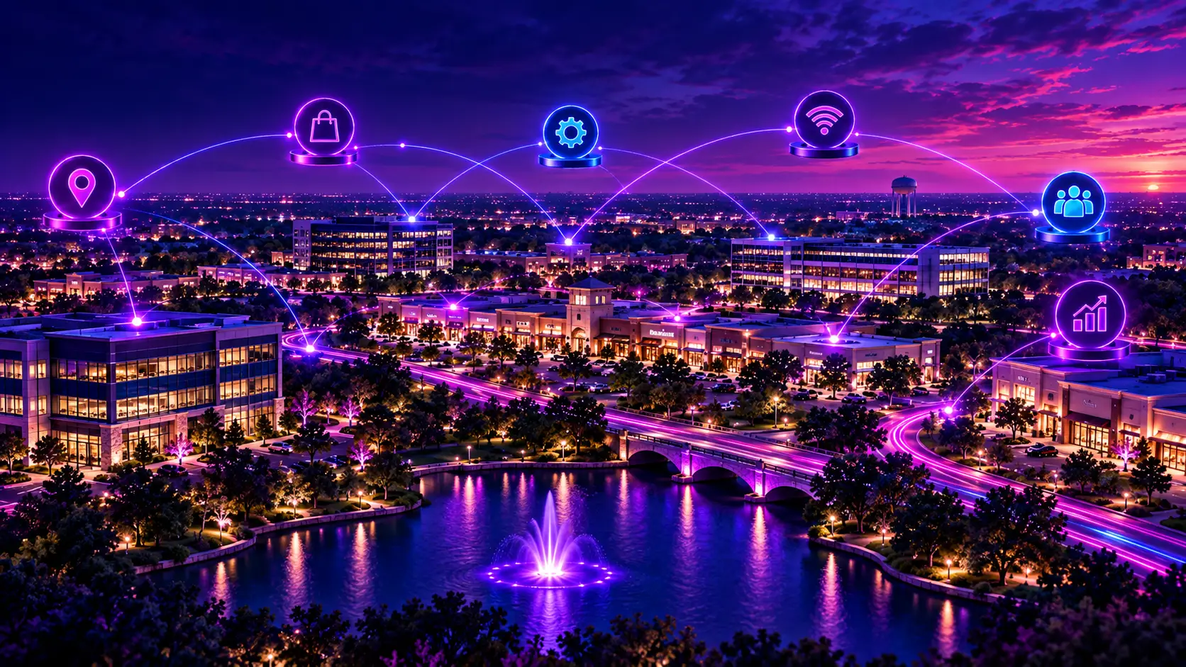 Missouri City business district connected by a Digital Presence network across the local market
